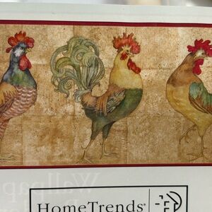 HomeTrends 2 Wallpaper Border rustic rooster chicken farmhouse country-style
